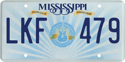 MS license plate LKF479