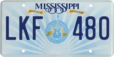 MS license plate LKF480
