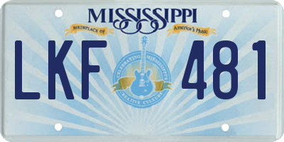 MS license plate LKF481