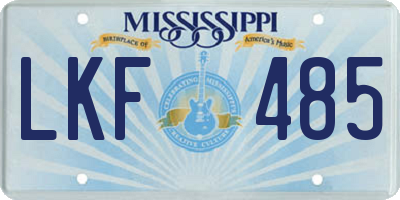 MS license plate LKF485