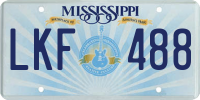 MS license plate LKF488