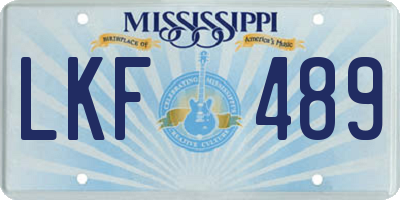 MS license plate LKF489