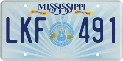 MS license plate LKF491