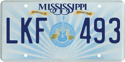 MS license plate LKF493