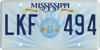 MS license plate LKF494