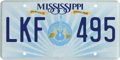 MS license plate LKF495