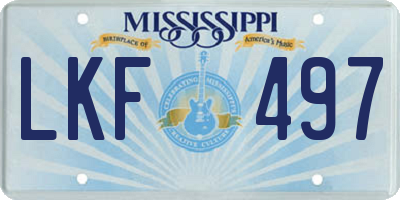 MS license plate LKF497