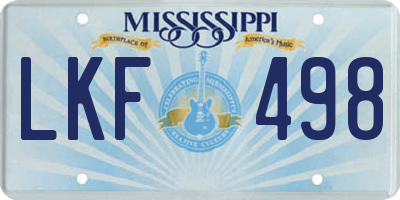 MS license plate LKF498