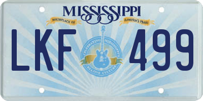 MS license plate LKF499