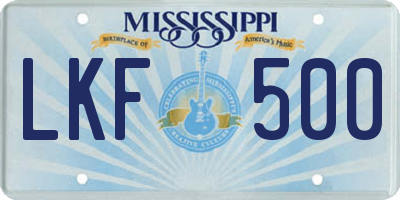 MS license plate LKF500