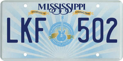 MS license plate LKF502