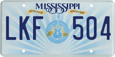 MS license plate LKF504