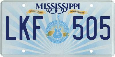 MS license plate LKF505