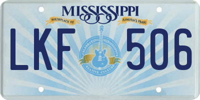 MS license plate LKF506