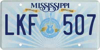 MS license plate LKF507