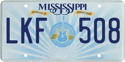 MS license plate LKF508