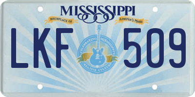MS license plate LKF509