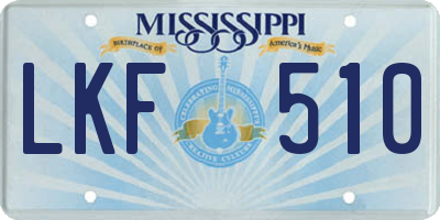MS license plate LKF510