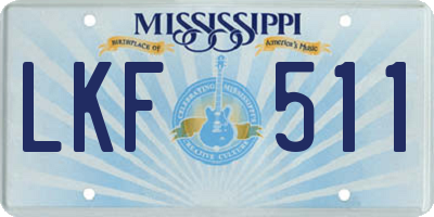 MS license plate LKF511