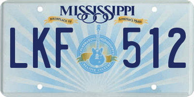 MS license plate LKF512