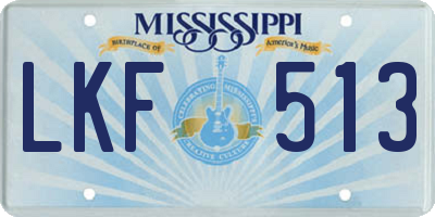 MS license plate LKF513