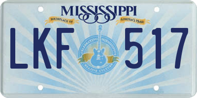 MS license plate LKF517