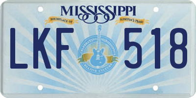 MS license plate LKF518