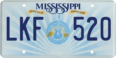 MS license plate LKF520