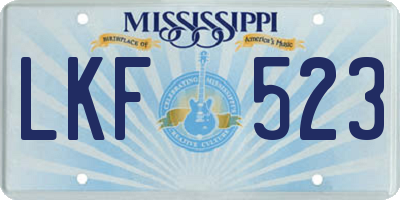 MS license plate LKF523