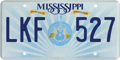 MS license plate LKF527