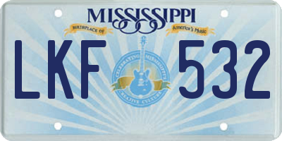 MS license plate LKF532