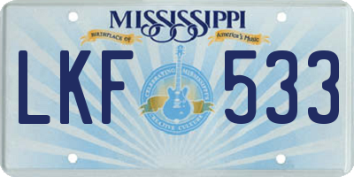 MS license plate LKF533