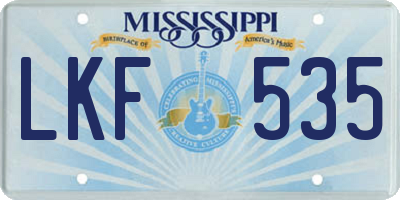 MS license plate LKF535
