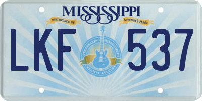MS license plate LKF537