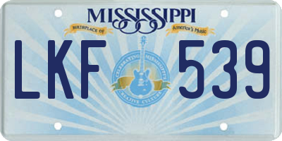 MS license plate LKF539