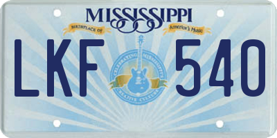 MS license plate LKF540