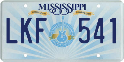MS license plate LKF541