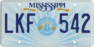 MS license plate LKF542