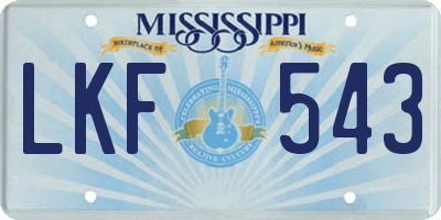 MS license plate LKF543