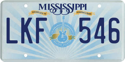 MS license plate LKF546