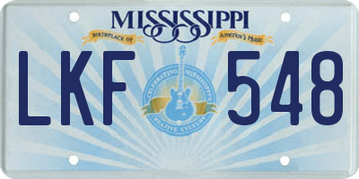 MS license plate LKF548