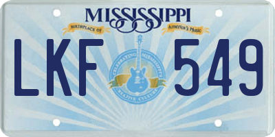 MS license plate LKF549
