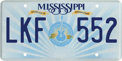 MS license plate LKF552