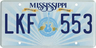 MS license plate LKF553