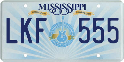 MS license plate LKF555
