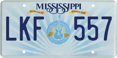MS license plate LKF557