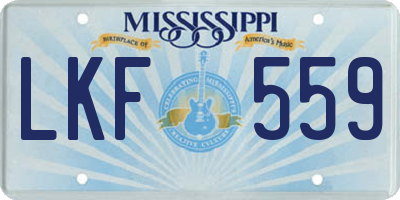MS license plate LKF559