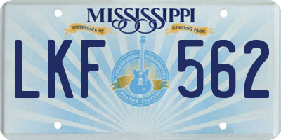 MS license plate LKF562