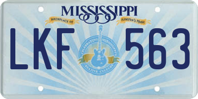 MS license plate LKF563