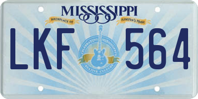 MS license plate LKF564